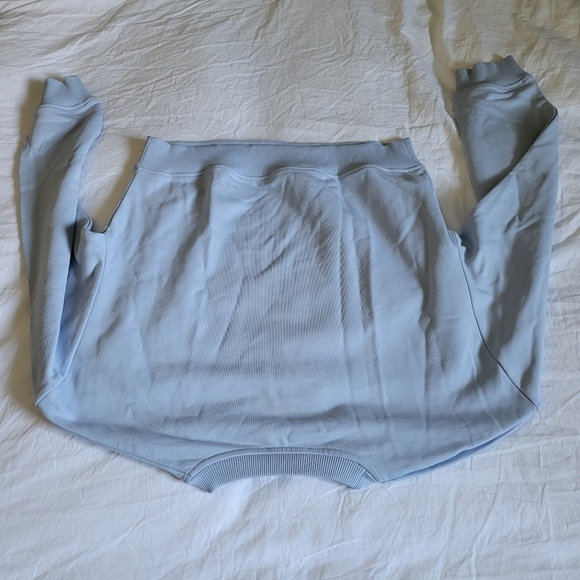 Balmain 3 Gold Button Logo Text Cropped Sweatshirt Size L Blue - Picture 13 of 14